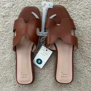 NWT target a new day Nina slides cognac 9 brown sandals